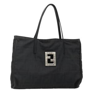 FENDI Zucca Canvas Hand Bag Black Silver